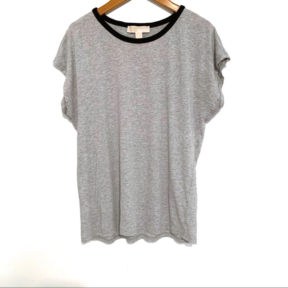 Michael Kors Grey T-Shirt w/Velvet Trim Sz S EUC